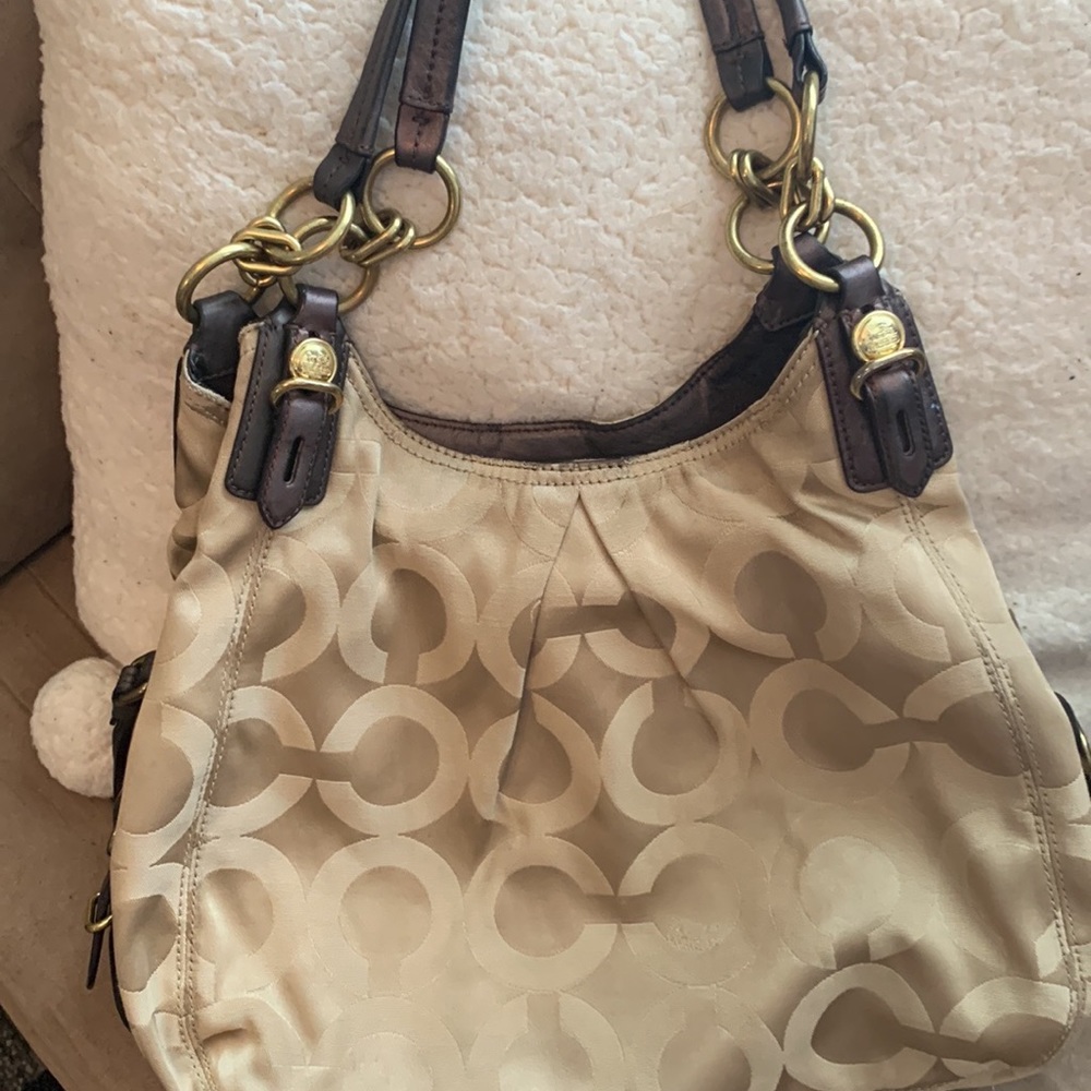COACH MADISON OP ART LUREX MAGGIE 18765, LIGHT KHAKI/BEIGE